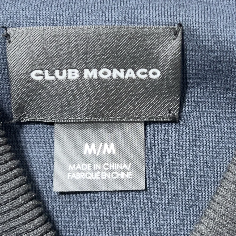 Club‎ Monaco Zip Up Bomber Jacket Mens Sz M Blue Black Colorblock Minimalist